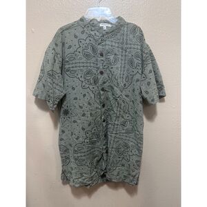 Earthbound Trading Co. Medium M Button Up‎ Shirt Paisley Pattern Short Sleeve